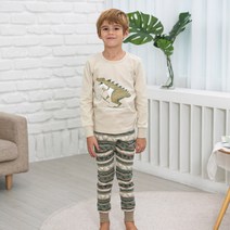 마밤 오가닉 아동용 스키잉디노 30수 기모 9부 내의 상하의 세트