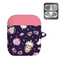 디즈니 백설공주 애플 에어팟케이스 + 철가루 방지 스티커, 패턴크라운 백설공주