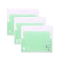 인디 5포켓 파티션 도큐멘트 파일 가로형, 연두, 3개