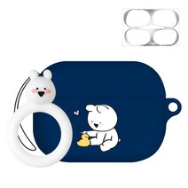 오버액션 링링 핑거링 에어팟프로 이어폰 케이스 + 철가루 방지 스티커, 프렌즈덕