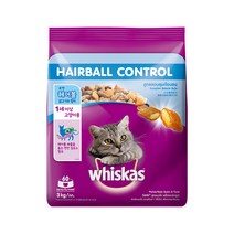위스카스 포켓 헤어볼 컨트롤 고양이 건식 사료, 3kg, 1개