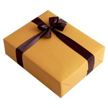 고급 엠보싱 포장지 50 x 70 cm 4p + 25mm 공단리본 9.1m, 포장지(머스타드), 리본(브라운), 1세트