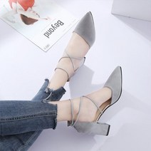 더플로우컴퍼니 가는 끈 앵클 X 스트랩 통굽힐