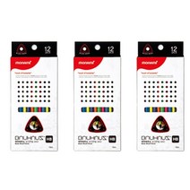 모나미 바우 하우스 삼각연필 3002 HB 12p 세트, 혼합 색상, 3세트