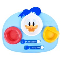디즈니베이비 도날드덕 아이콘 식판세트 307054, 받침 + 접시 3p + 스푼 + 포크