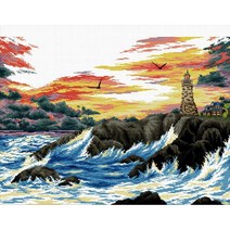 조이십자수 11카운트 십자수 프린트 패키지 세트 110806 light house, 1세트, 혼합색상