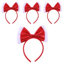 스팡클 리본 머리띠, 레드화이트, 4개