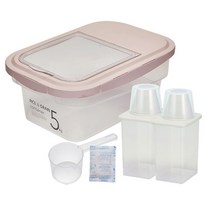 씨밀렉스 라이스키퍼 쌀통 5kg   950ml 잡곡통 2p, 투명핑크