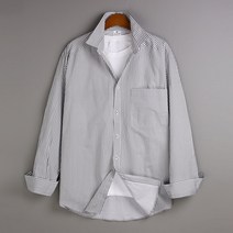 고스트리퍼블릭 남성용 오버핏 스트라이프 포켓 긴팔 셔츠 MSH-529
