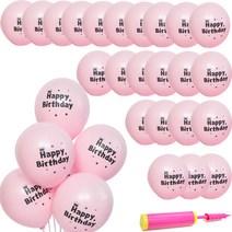 파티쇼 네오텍스 30cm 매트 파스텔 생일 인쇄풍선 30p + 손펌프 랜덤 발송, 핑크, 1세트
