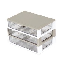 하라데코 와이드 서랍 멀티 책상 정리함 3단, 그레이 + 화이트, 1개