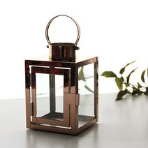 리버그린 글로우 양초용 사각 랜턴, 로즈골드