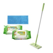 에이클린 핸디 밀대 청소기 그린 소형 25cm + 분섬사 패드 블루 + 물걸레 청소포 + 정전기 청소포 세트, 1세트