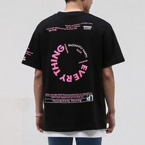 단군 남성용 에브리띵 그래픽 나염 오버핏 반팔 티셔츠