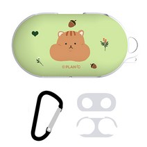 plan C 갤럭시 버즈+/버즈 케이스 + 철가루방지스티커 + 키링, 다람찌 초록이