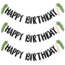 나뭇잎 생일 가랜드 3p, 블랙