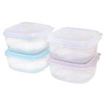 실리콘 다용도 용기 밥팩 4p 세트, 1세트, 용기(투명 2p, 블루, 핑크) + 뚜껑