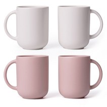 보울보울 레트로라인 핸들머그 370ml, 밀크화이트, 파우더핑크, 4개