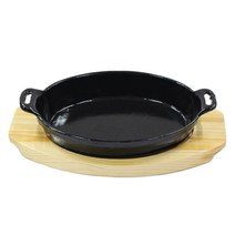 양손 타원 주물팬 + 나무받침대 세트 인덕션 IH, 27.5cm, 1세트