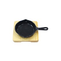 한손 원형 주물팬 + 나무받침대 세트 인덕션 IH, 14.8cm, 1세트