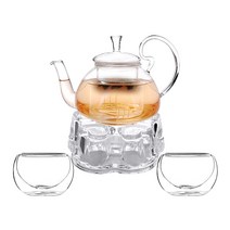 BELLE 램프 내열유리 티포트 600ml + 이중잔 M 2p + 워머 M 세트