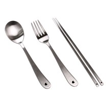 반디 네임 수저 아동용 수저 + 포크 + 젓가락, W 하트