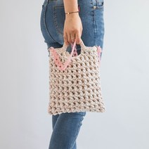 야나 브릿지 믹스무드 스몰 네트백 뜨개질 DIY패키지, 1세트, 백아이보리(201) + 연핑크빛베이지(204)