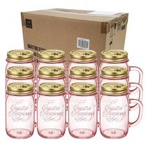 보르미올리 콰트로 스타지오니 핸들자 유리저장병 핑크, 415ml, 12개