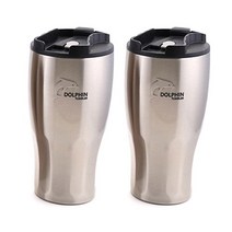 돌핀 이중진공 보냉보온 스텐레스 텀블러 2p, 실버, 900ml