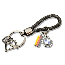 그린텍 BMW 키링 핸드메이드 가죽 위빙 엠블럼 키홀더 블랙 + 미니 드라이버, BMW 엠블럼 위빙키링-블랙