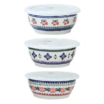 폴라브 파인본차이나 낮은 진공찬통 세트 대, 1세트, 찬통본체 3p + 뚜껑 3p