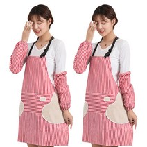 마켓피오 주방 격자 수건 앞치마 68 x 72 cm, 레드스트라이프, 2개