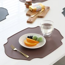 리본제이 웨이브 식탁매트 2p, 브라운, 42 x 28.5cm