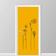 유니크만능시트벽지 붙혔다 떼었다 가능 현관문 시트 2p, 들꽃 옐로우