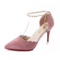 마켓A 플라워웨이브 진주앵클릿 펌프스힐 8cm