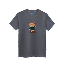 진마니아 곰돌이 자수 패치 라운드 반팔 티셔츠 TS-708
