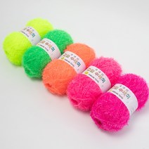 야나 고급 수세미 80g x 5종 + 도안 8종 뜨개질 DIY 패키지, 1세트, 네온컬러