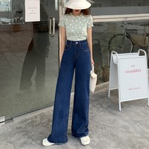 루나걸 여성용 뮤리 와이드 롱 데님 팬츠