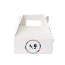 핸들 케이크 포장 상자 + 첫돌 전통 스티커 세트, 상자(화이트), 스티커(혼합색상), 100세트