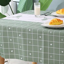 마켓피오 격자 pvc 방수 휴대용 일회용식탁보 그린 137 x 180 cm, 1개입, 5개
