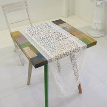 BYDECO 블루밍 자카드 레이스 테이블 러너, 화이트, 30 x 210 cm