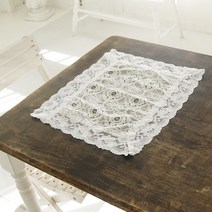 리븐 레이스 테이블매트, 화이트, 30 x 40 cm