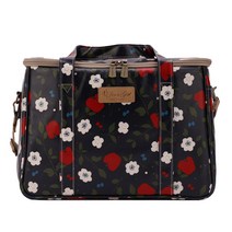 아나벨 보냉가방, 남색바탕 사과 흰꽃