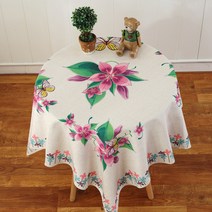 알럽홈 원형테이블 린넨 패턴 식탁보, 제비꽃, 110 x 110 cm