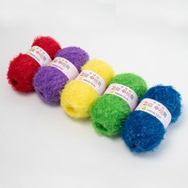 고급 수세미 80g x 5p + 도안 8종 뜨개질DIY패키지, 레인보우