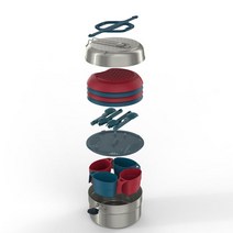 데카트론 스테인리스 4인용 캠핑 코펠세트 15p MH100, 혼합색상, 1세트