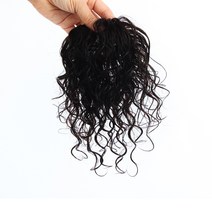 여우가발 통풍성이 좋은 여름 인모 에어매쉬 웨이브 정수리 부분가발 W2040 중, (10cm×10cm/19cm), 자연검정