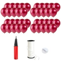로켓풍선 30cm 200p + 손펌프 + 양면테이프 200p + 컬링리본 5mm x 90m, 펄 버건디, 1세트