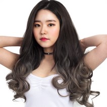 웨이브 붙임머리, 블랙 + 애쉬그레이, 5개