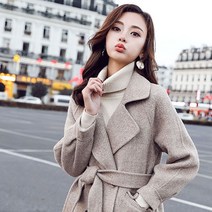 포플러앤씨 럽미 모직 벨트 하프 코트